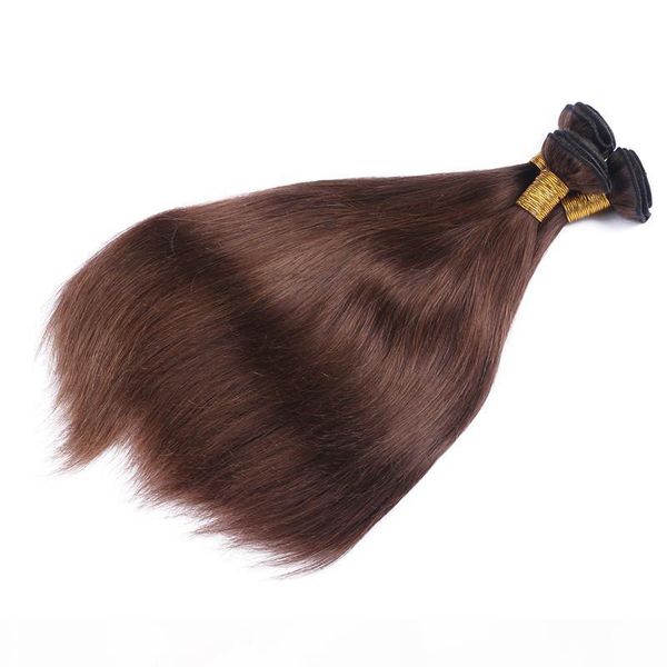 

pure #4 dark brown color hair weaves extensions 9a mink indian human hair chocolate brown hair 3bundles silky straight ing, Black