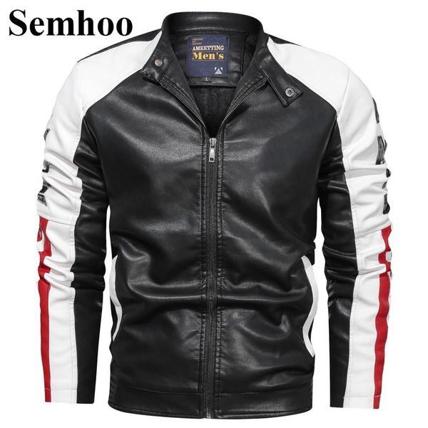 

2020 autumn men's fashion pu leather casual large size motorcycle clothing color matching collar zipper leather jacket ---3xl, Black;brown