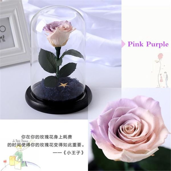 

the little prince glass cover fresh preserved rose flower immortal colorful roses for girl valentine's day wedding gifts