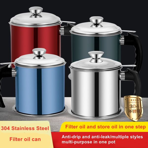 

304 stainless steel lard tank oil filter tank large capacity filter oil residue lard storage tank kitchen household oil bottle