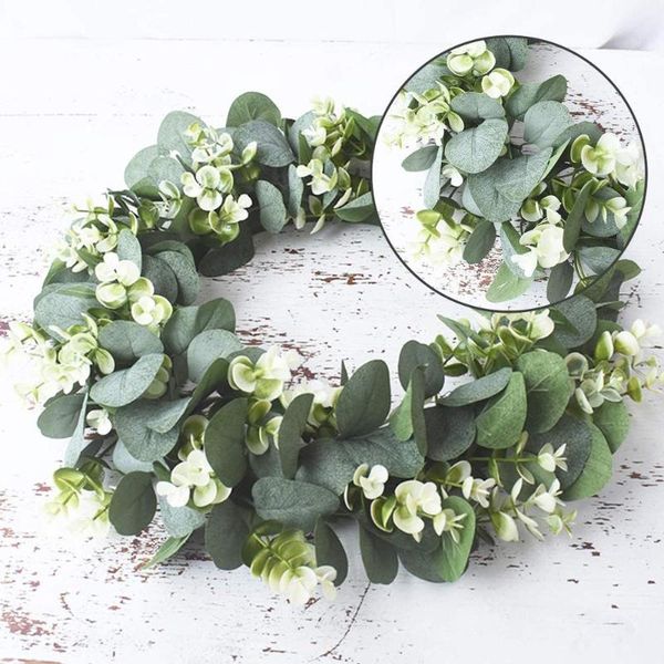 

decorative flowers & wreaths 1 piece artificial eucalyptus leaf wreath home decoration accessories diy living room door wedding holiday supp