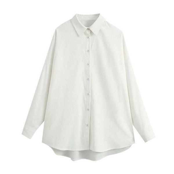 

women 2020 fashion super blouse retro long sleeve buttoned loose blouse, White