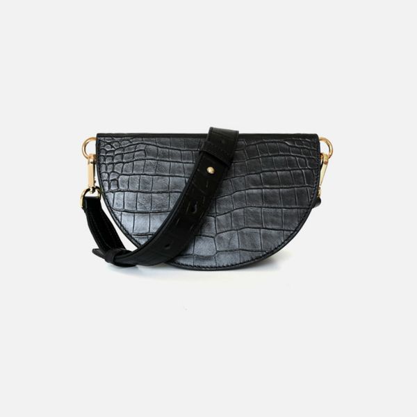 

crocodile leather women mini saddle bag of a crossbody shoulder purse