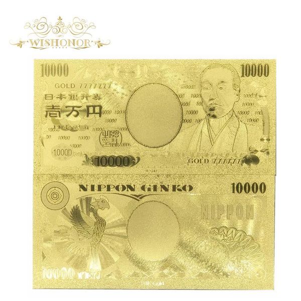 

10pcs lot gold 777777 price for japan gold banknotes 10000 yen in 24k gold foil plated paper money for gifts wmtiso