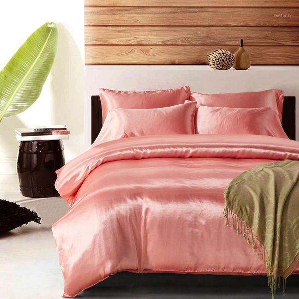 

bedding sets luxury 2 or 3pcs set imitated silk fabric duvet cover with zipper closure 1 quilt + 1/2 pillowcases us size1