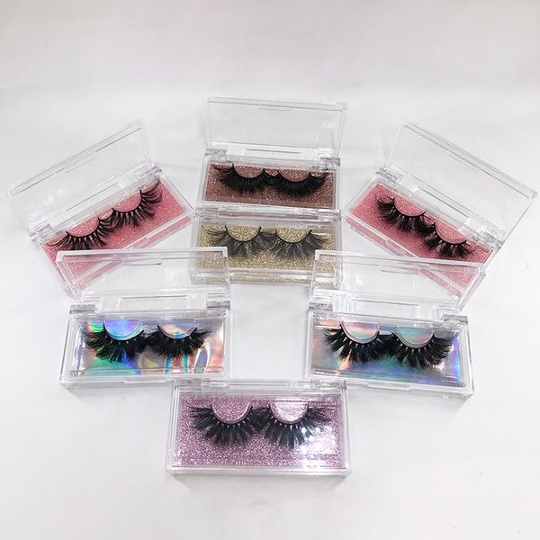 

false eyelashes wholesale 20/50 pcs acrylic square case dramatic long 25mm mink custom pricate logo eyelash packaging box
