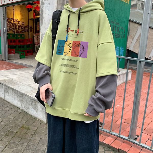 

2021 male spring and winter new two-piece letter printed hoodie clothing vzea, Black