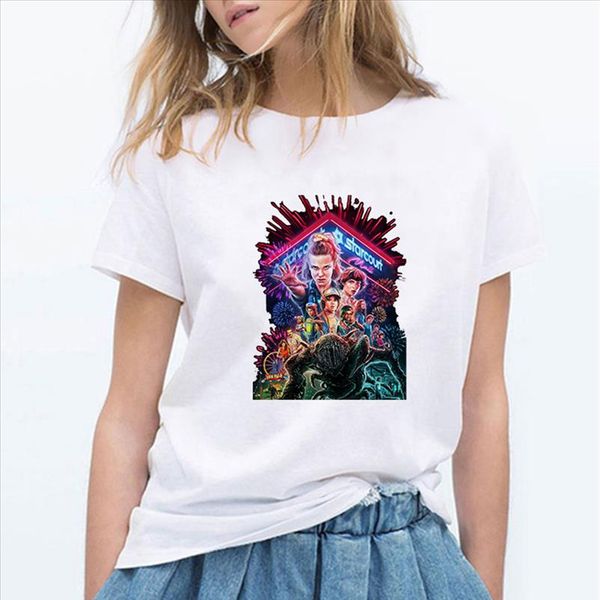

stranger things 3 print female t shirt white t shirts women summer casual harajuku vintage t shirt camiseta mujer funny