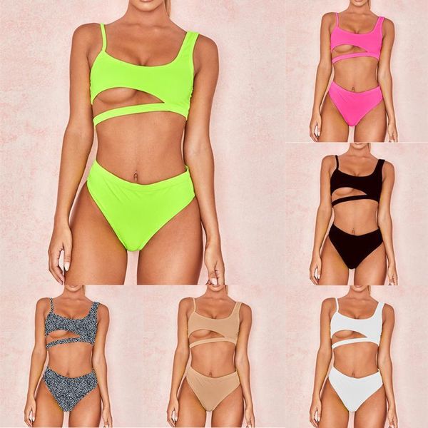 

high waist women bikinis set push up swimwear solid dot swimming bathing two piece suit bikini beachwear wire swimsuit1, White;black