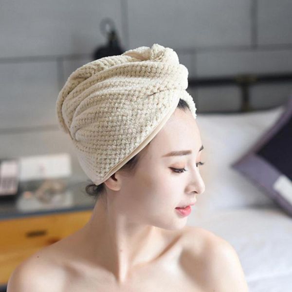 

dry hair cap coral velvet bath quick-drying hair cap turban wrapped towel bathroom cute long shower
