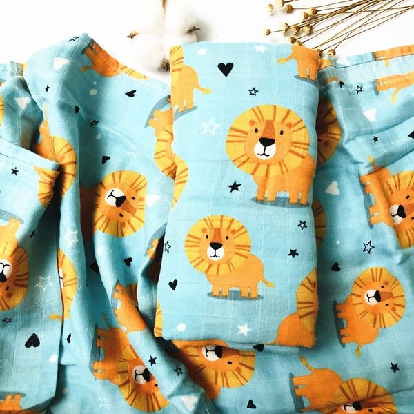 

lion 70% bamboo+ 30% cotton baby swaddle wraps cotton baby muslin swaddle blankets newborn big diaper bamboo muslin quilt lj200819
