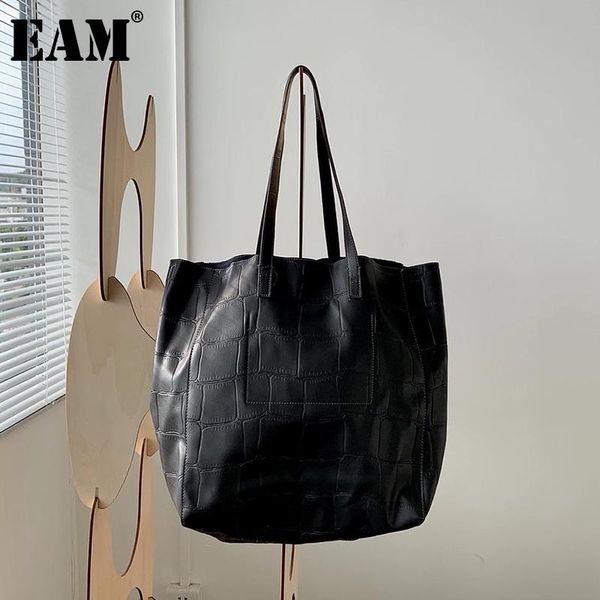 

[eam] women new vintage large capacity pu leather personality all-match tote bag crossbody shoulder bag fashion 2021 18a1510