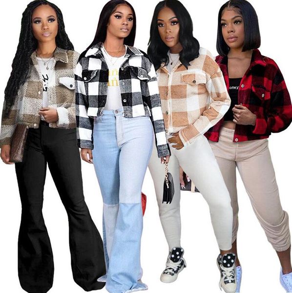 

женщины дизайнерская одежда зимние пальто с длинными рукавами утолщенные двусторонние плюшевые флисовые плещевые куртки контрастный цвет вер, Black;brown