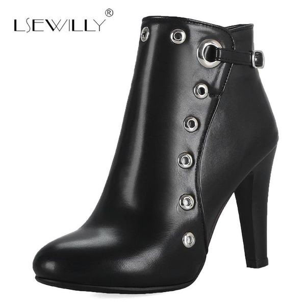 

Lsewilly 2020 Spike High Heels Women Shoes Woman Fashion Ankle Boots Woman Party Lady Side Zipper Short Boots Women S998, Black