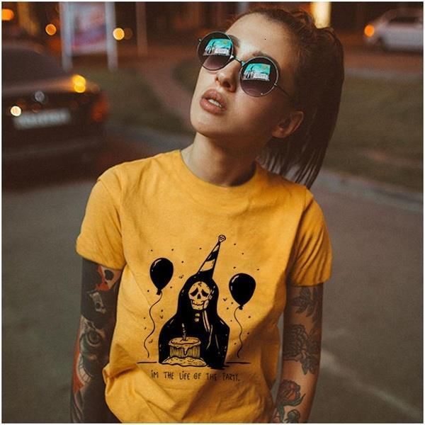 

i' the live of the party t-shirt hipster ghost gothic women 100% cotton aesthetic camisetas tee tshirt drop shipping, White