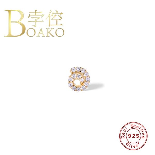 

stud boako round zircon earring for women 925 silver earrings piercing girl fine jewelry pendientes brincos aretes, Golden;silver