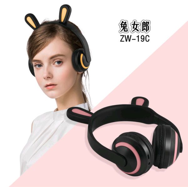 

ear cartoon red net zw19 cat headset glow game wirels bluetooth headset