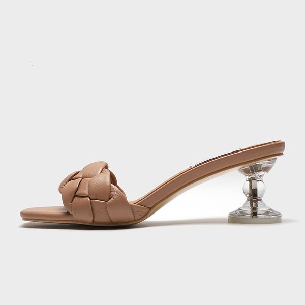 

2021 new summer transparent square-field open-toed delicate chunky-high fashion women's slippers xdio, Black