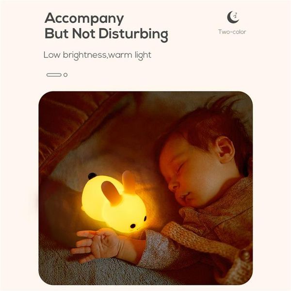 Touch Rabbit Night Lights Favore Lampade ricaricabili USB dimmerabili in silicone per bambini Regali per bambini Cartoon Cute in stock DHL a06 a10