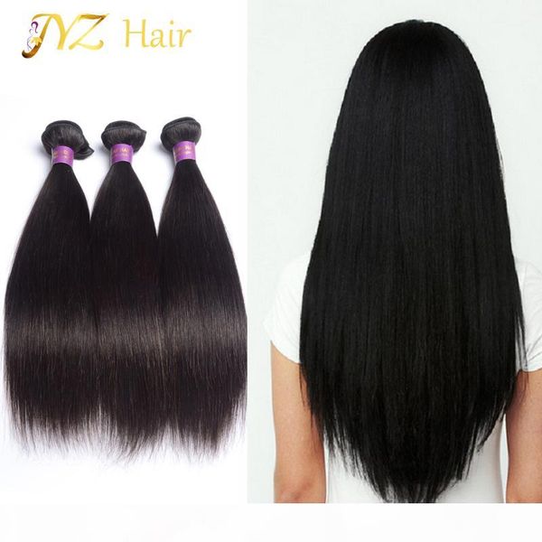 

jyz malaysian virgin hair 3 bundles straight human hair virgin brazilian straight extension unprocessed peruvian virgin hair, Black