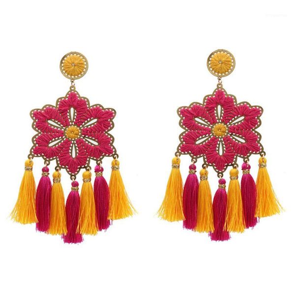 

2020 new design bohemia long tassel earrings for women fashion drop earrings handmade flower exquisite statement ear1, Silver