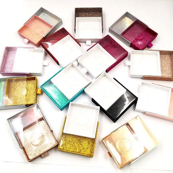 

false eyelashes 100pc square transparent drawer box dhl/ups package mink lashes wholesale customzied your own logo