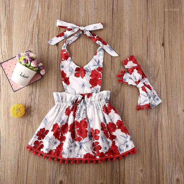 

girl's dresses goocheer summer arrival 2pcs born kids baby girls sleeveless floral clothes dress headband outfits1, Red;yellow
