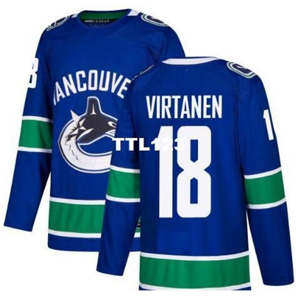 

real men real full embroidery 2017-2018 season vancouver canucks 18 jake virtanen hockey jersey or custom any name or number hockey jersey, Black