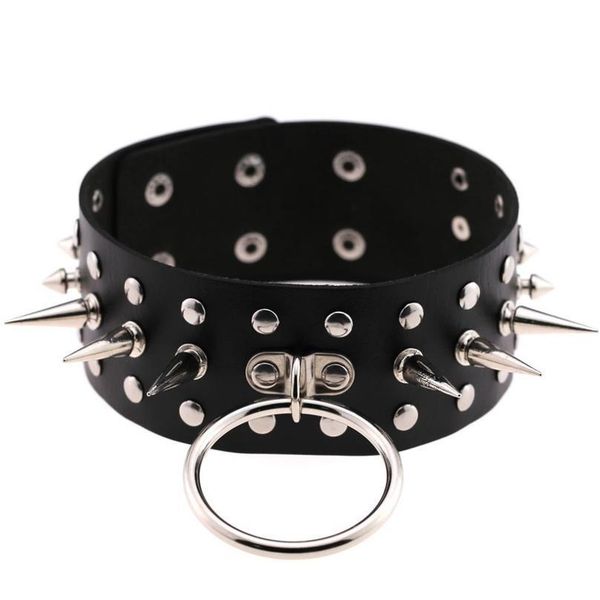 

kmvexo big round leather choker women bondage wide choker collare goth chocker spike rivet statement necklace maxi party qylybq, White