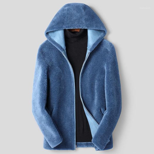 

short real fur men's leather jacket autumn winter sheep shearing wool coat two sides wear f-ylq-lm01 kj11231, Black