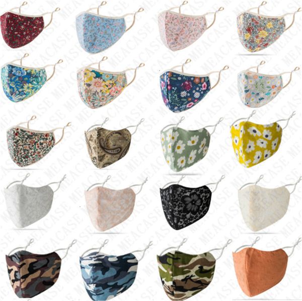 

cotton floral camouflage colors face mask 23 washable reusable double layers summer masks breathable for fashion elegent c5s2