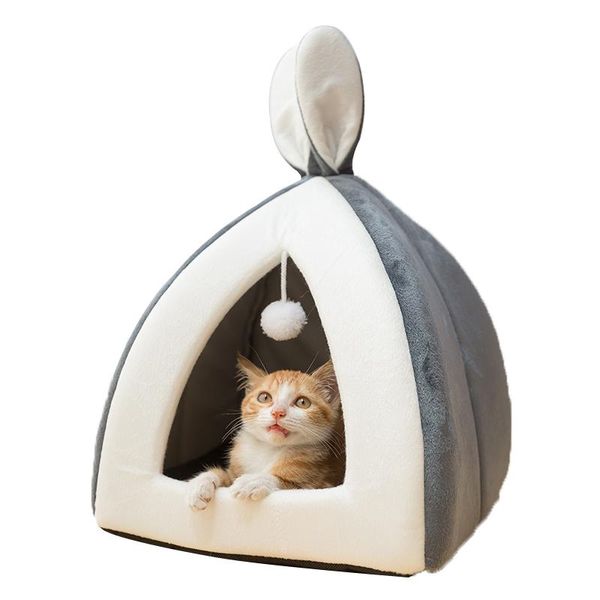 

cat bed indoor kitten house warm small for cats dogs nest collapsible cat cave cute sleeping mats winter products pet supplies