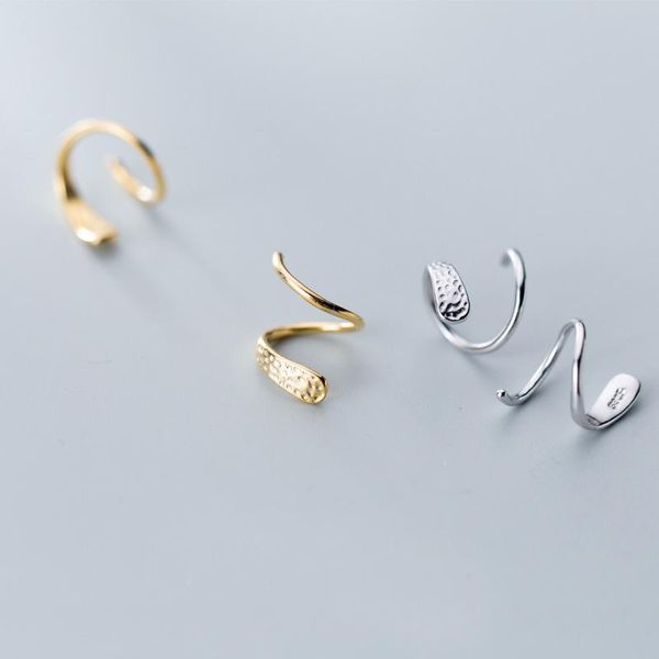 

mloveacc 100% 925 sterling silver women spiral snakelike ear bones ear buckle ring mini double ring earrings jewelry, Golden;silver