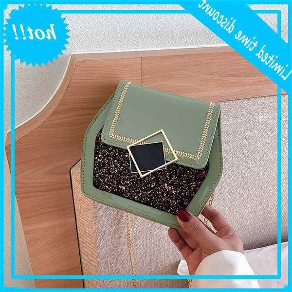 

small chic versatile 2020 new korean one shoulder chain sequin patent leather fashion bag