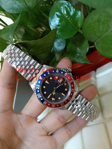

selling bp factory vintage mens wristwatches 40 mm 1675 stainless steel red blue bezel black dial asia 2813 movement mechanical aut, Slivery;brown