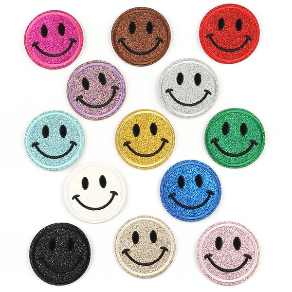 

smiley embroidered label cute emoji smiley embroidery clothing accessories cloth sticker adhesive patch sticker badge dhl free