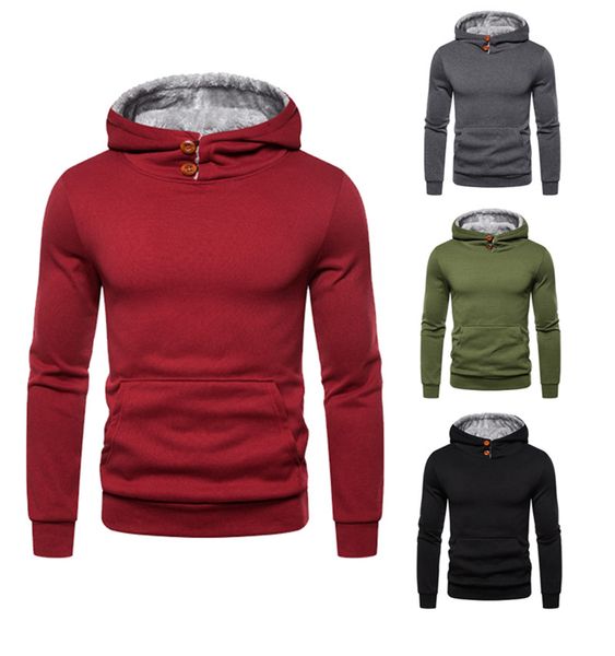 

autumn winter male clothing long sleeve mens designer solid color pullover hoodies fashion casual hooded sweatshirts, Black