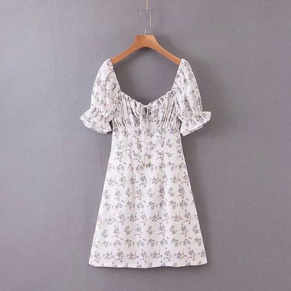 

2020 new ins women's court tie printed dress, Black;gray