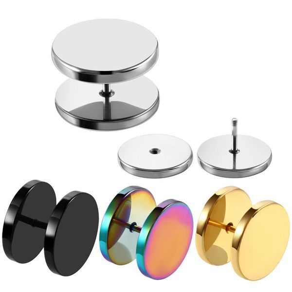 

2pcs gold black steel cheater faux fake ear plugs flesh tunnel gauges tapers stretcher earrings piercing jewelry 6-14mm q jllunu, Silver