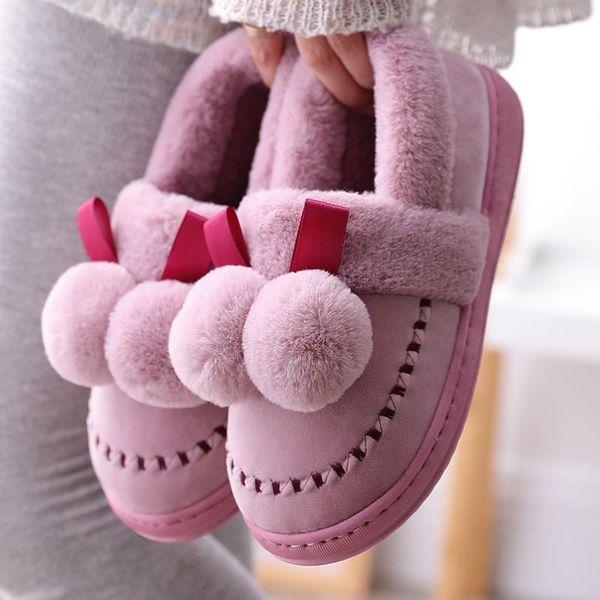 

women plush slippers winter warm fuax fur soft sole shoes men couples home indoor bedroom slip on ladies slides, Black