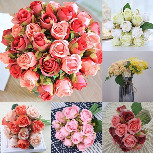 

rose pink silk peony artificial flowers bouquet fake flowers fake peony rose flower home wedding decoration indoor1