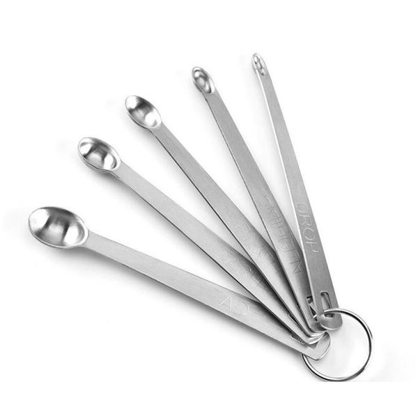 

5pcs set mini measuring spoons stainless steel round measure spoon for liquid dry ingredients useful sugar cake jllkzf dh_niceshop