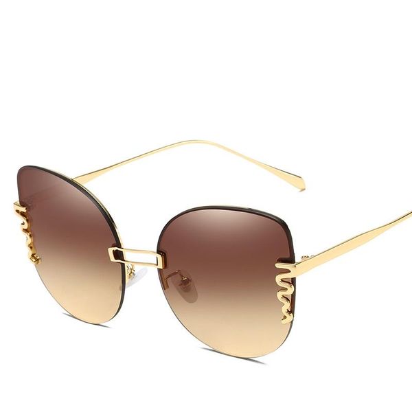 

sunglasses ladies cat eye personality frameless fashionable outdoor high-end designed female beach tourism sun glasses, White;black