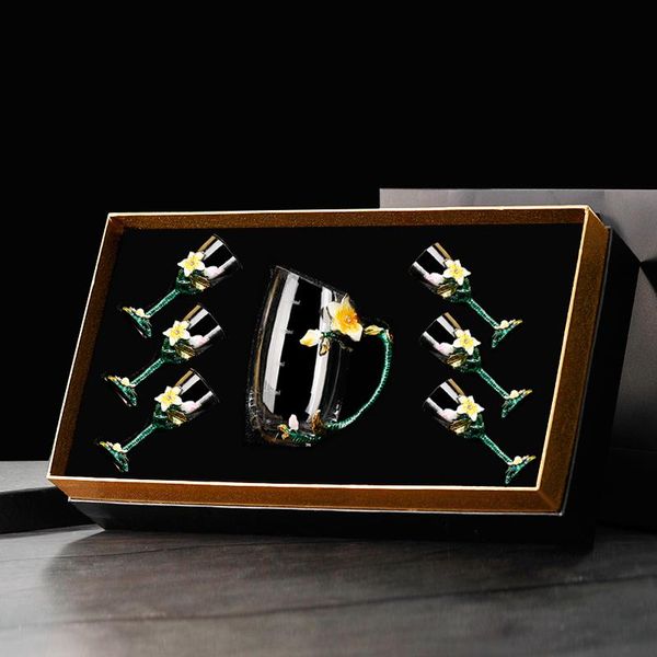 

creative enamel colored white spirit cups spirits cup mixer set with crystal chinese glass wine cup gift box sqcbgt