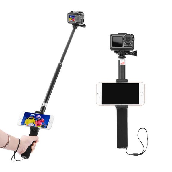

selfie stick handheld extendable pole monopod phone holder adapter for dji osmo action go pro hero 8 7 6 5 4 yi 4k lite s