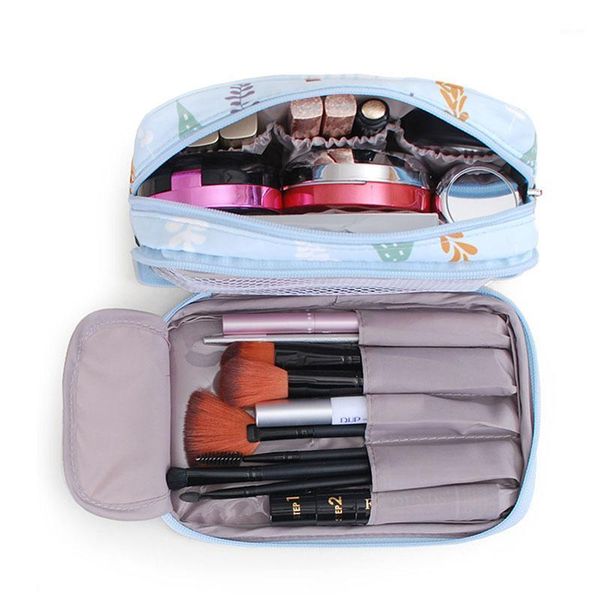 

new waterproof makeup bag portable double layer high capacity travel cosmetic organizer bags women toiletry kit for toilet bag1
