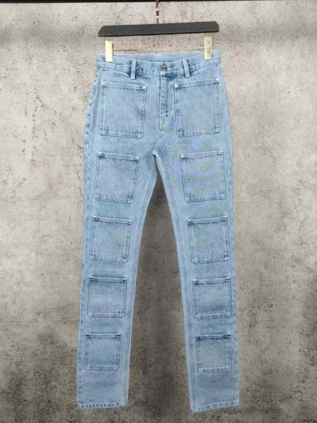 

2020fw autumn fashion women pockets jeans female casual denim straight pants long trouse ddxgz3, Blue