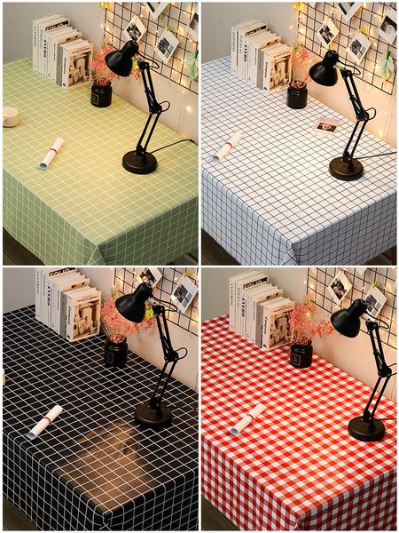 

plaid large waterproof, oil proof, anti scald and non washable nordic pvc small round table cloth ins desk