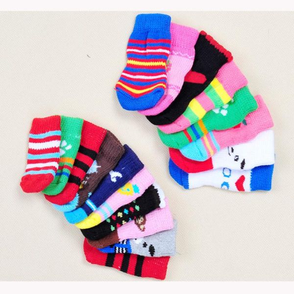 

4pcs cute puppy dogs pet knits socks skid bottom lovely puppy dogs pet knits socks for cats dog toy supplies dog gift