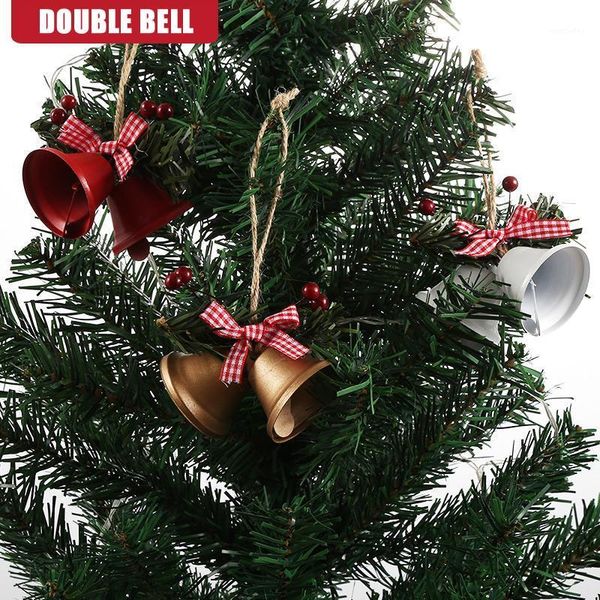

christmas decorations 2021 4.5cm metal dual bell xmas tree decoration hang pandant ornaments decor for home bar party decoration1